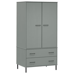vidaXL Garde-robe avec pieds en métal Gris 90x55x172 5 cm Bois OSLO