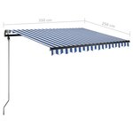 vidaXL Auvent manuel rétractable sur pied 350x250 cm Bleu/blanc