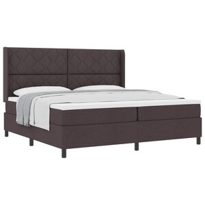 vidaXL Lit à ressorts avec matelas Marron foncé 200 x 200 cm tissu