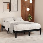 vidaXL Cadre de lit Noir Bois massif 135x190 cm Double