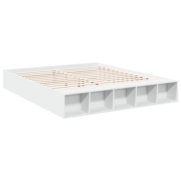vidaXL Cadre de lit blanc 200x200 cm bois d'ingénierie