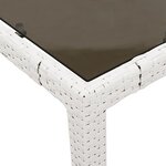 vidaXL Table de jardin avec dessus en verre blanc résine tressée