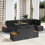 vidaXL Ensemble de salle à manger pour jardin 9 Pièces Noir et Marron