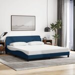 vidaXL Cadre de lit avec tête de lit sans matelas bleu 180x200cm tissu