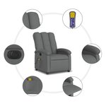 vidaXL Fauteuil inclinable de massage électrique gris foncé tissu