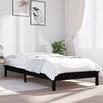 vidaXL Cadre de lit Noir 90x200 cm Bois de pin massif