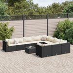 vidaXL Salon de jardin 11 Pièces avec coussins noir résine tressée