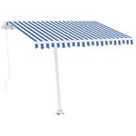 vidaXL Auvent manuel rétractable avec LED 350x250 cm Bleu et blanc