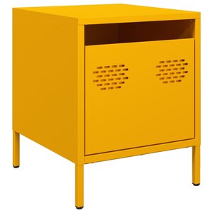 vidaXL Table de chevet jaune moutarde 35x39x43 5 cm acier