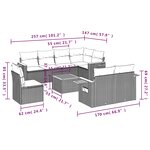vidaXL Salon de jardin 9 Pièces avec coussins gris résine tressée