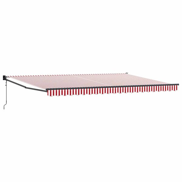 vidaXL Auvent Rétractable Rouge et Blanc 500 × 300 cm Tissu et Métal