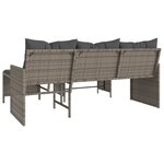 vidaXL Canapé de jardin avec table et coussins en forme de L gris