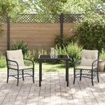 vidaXL Ensemble de salle à manger pour jardin 3 Pièces Noir Poly rotin