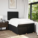 vidaXL Sommier à lattes de lit avec matelas Noir 120x200 cm Tissu