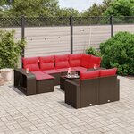 vidaXL Salon de jardin et coussins 11 Pièces marron résine tressée
