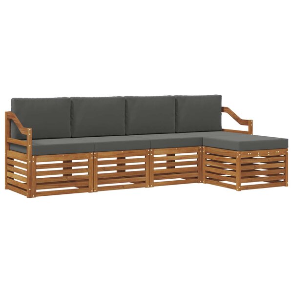 vidaXL Ensemble de canapés d'extérieur 5 pc Naturel et Anthracite