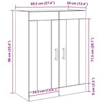 vidaXL Armoire Noire Chêne 69 5x34x90 cm Bois Aggloméré