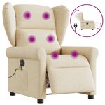 vidaXL Fauteuil inclinable de massage électrique crème tissu