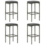 vidaXL Tabourets de bar avec coussins lot de 4 gris résine tressée