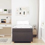 vidaXL Cadre de lit avec matelas Marron foncé 100 x 200 cm tissu