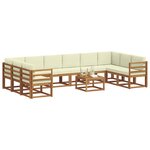 vidaXL Ensemble de canapés d'extérieur 11 pc Naturel et Crème