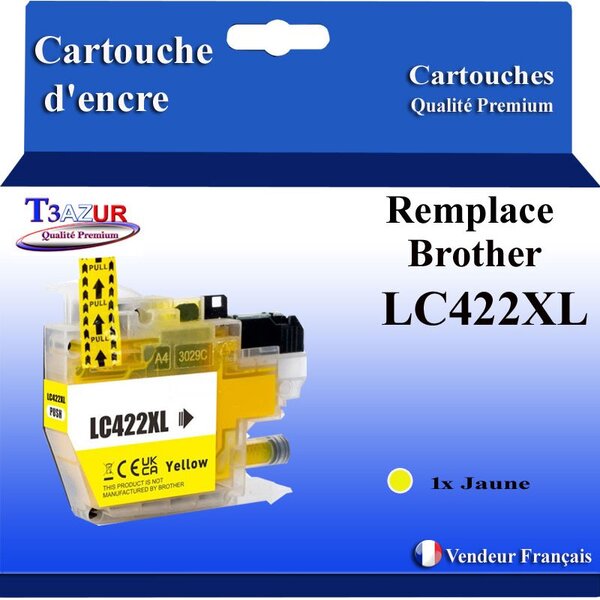 T3AZUR- Cartouche compatible avec Brother LC422 XL pour Brother MFC-J5740DW  MFC-J6540DW  MFC-J6540DWE Jaune