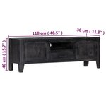 vidaXL Meuble TV Noir 118x30x40 cm Bois de manguier massif