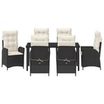 vidaXL Set de jardin 7 pièces avec coussins Noir Poly Rattan