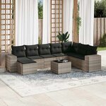 vidaXL Salon de jardin 9 Pièces avec coussins gris clair résine tressée