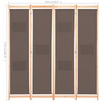 vidaXL Cloison de séparation 4 panneaux Marron 160x170x4 cm Tissu