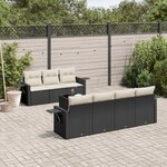 vidaXL Salon de jardin 8 Pièces avec coussins noir résine tressée
