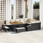 vidaXL Ensemble de canapé de jardin 12 Pièces Noir Poly rotin