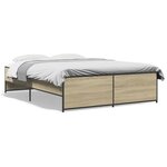 vidaXL Cadre de lit chêne sonoma 120x190 cm bois d'ingénierie et métal