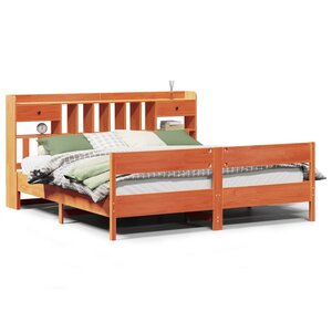 vidaXL Lit bibliothèque sans matelas cire marron 180x200 cm pin massif