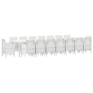 Ensemble de salle à manger de jardin vidaXL 17 pièces avec coussins en rotin poly blanc