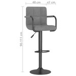 vidaXL Tabouret de bar Gris clair Velours