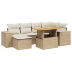 vidaXL Salon de jardin avec coussins 7 Pièces beige résine tressée