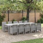 Ensemble repas jardin vidaXL 11 pièces avec coussins gris clair Poly Rattan