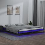 vidaXL Cadre de lit à LED sans matelas gris 200x200 cm bois massif