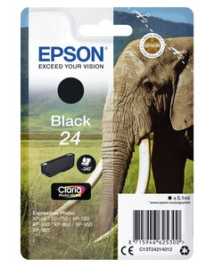 Epson 24 black ink 24 cartouche encre noir capacite standard 5.1ml 240 pages 1-pack rf-am blister
