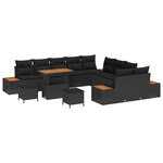 vidaXL Ensemble de canapé de jardin avec coussin 13 Pièces Noir