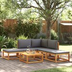 vidaXL Salon de jardin avec coussins 6 Pièces bois d'acacia solide