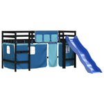 vidaXL Lit mezzanine enfants avec rideaux sans matelas bleu 90x190 cm