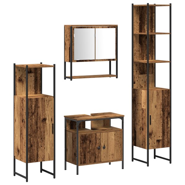 vidaXL Ensemble de meubles de salle de bain 4 pièces en bois vintage  bois d'ingénierie.