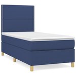 vidaXL Sommier à lattes de lit avec matelas Bleu 90x200 cm Tissu