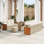 vidaXL Ensemble de Canapés de Jardin 10 pièces avec Coussins Rotin Poly Beige et Acacia