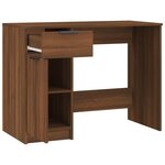 Bureau table poste de travail meuble d'ordinateur informatique étude chêne 100 x 50 x 75 cm bois d'ingénierie brun 02_0023597