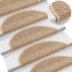vidaXL Tapis d'escalier autocollants 15 Pièces 56x17x3 cm Sable