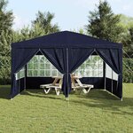 vidaXL Tente de fête Bleu  Blanc 400 x 400 x 266 cm Polyester  Acier