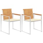 vidaXL Chaises de jardin avec coussins lot de 2 Teck solide et acier
